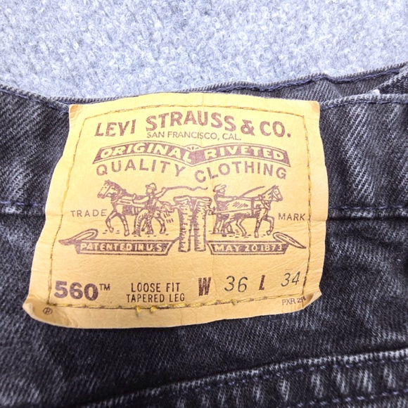 🔥 Vintage 1996 Levi’s 560 Orange Tab Jeans 34X34 – Loose Fit Tapered Leg- Black - Picture 7 of 14